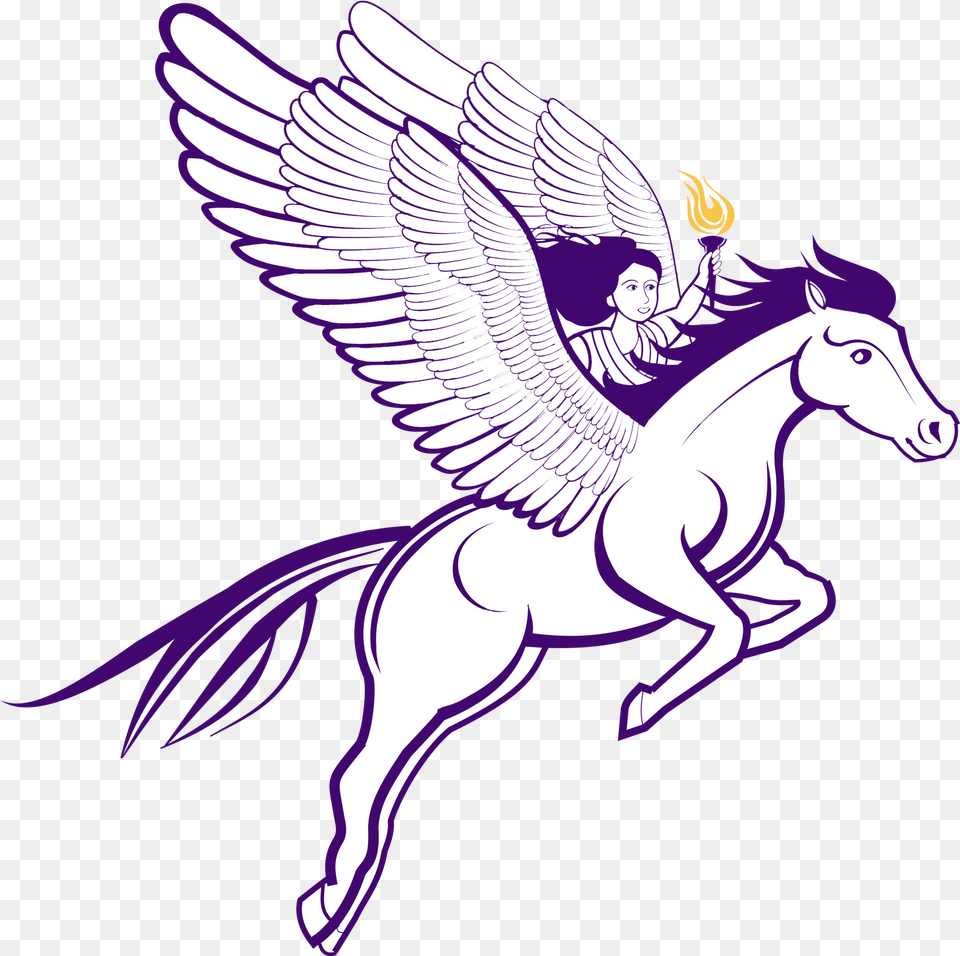 A Woman Flying On A Pegasus Horse Holding A Torch Horse With Wings, Baby, Person, Face, Head Free Transparent Png