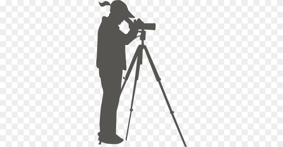 A Woman Looking Through A Spotting Scope Vector Clip Art Public, Photography, Tripod, Cross, Symbol Png Image