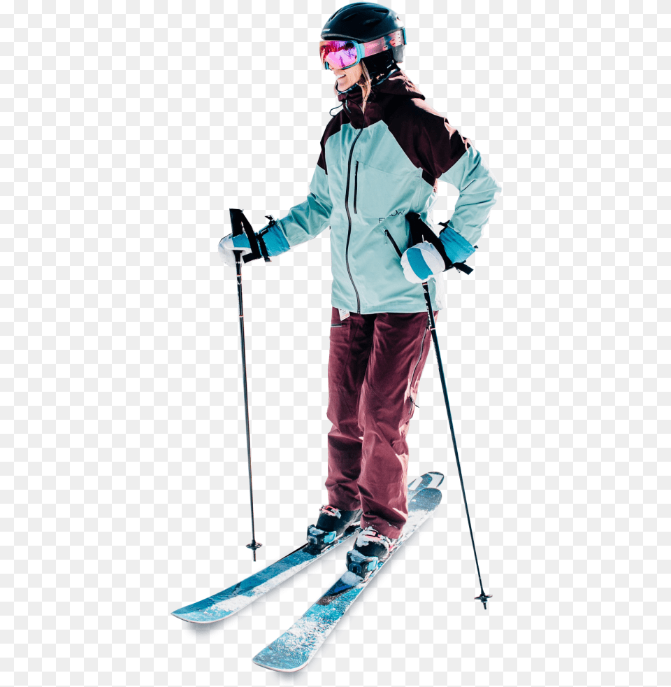 A Woman Skiing Skier Stops, Outdoors, Nature, Adult, Snow Free Transparent Png