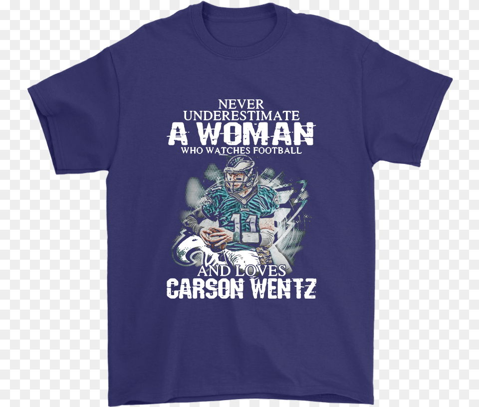 A Woman Watches Football And Love Carson Wentz Sports Shirt, Clothing, T-shirt, Adult, Male Free Transparent Png