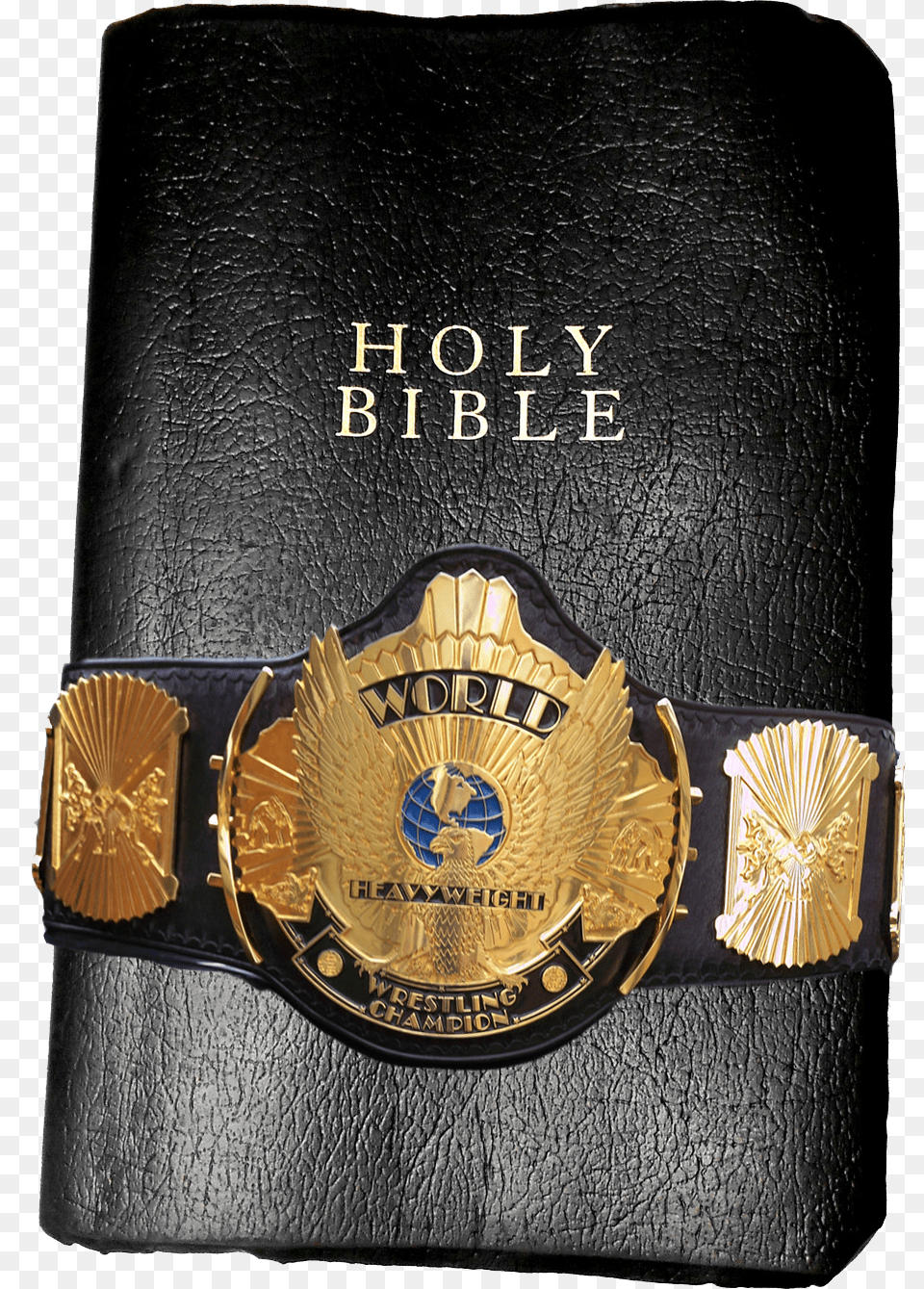 A Wrestling Championship Belt Around A Bible Bible Championship Belt, Accessories, Bag, Handbag Free Png