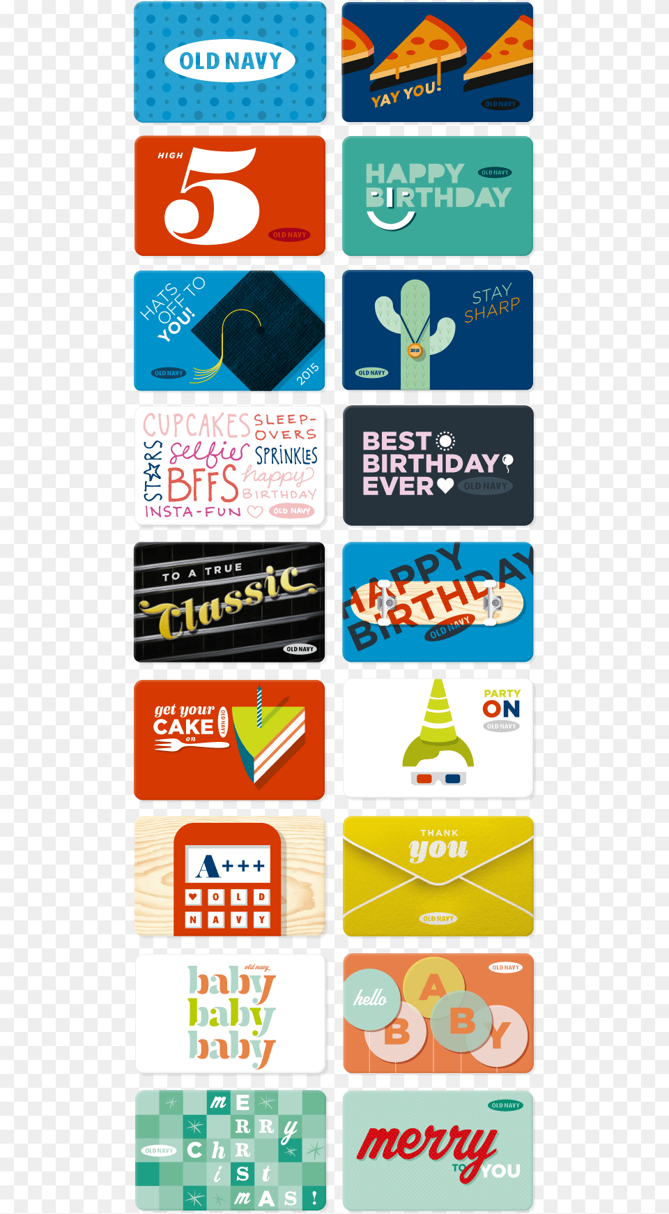 A Year39s Worth Of Old Navy Giftcard Designs That Are Old Navy, Text Free Transparent Png