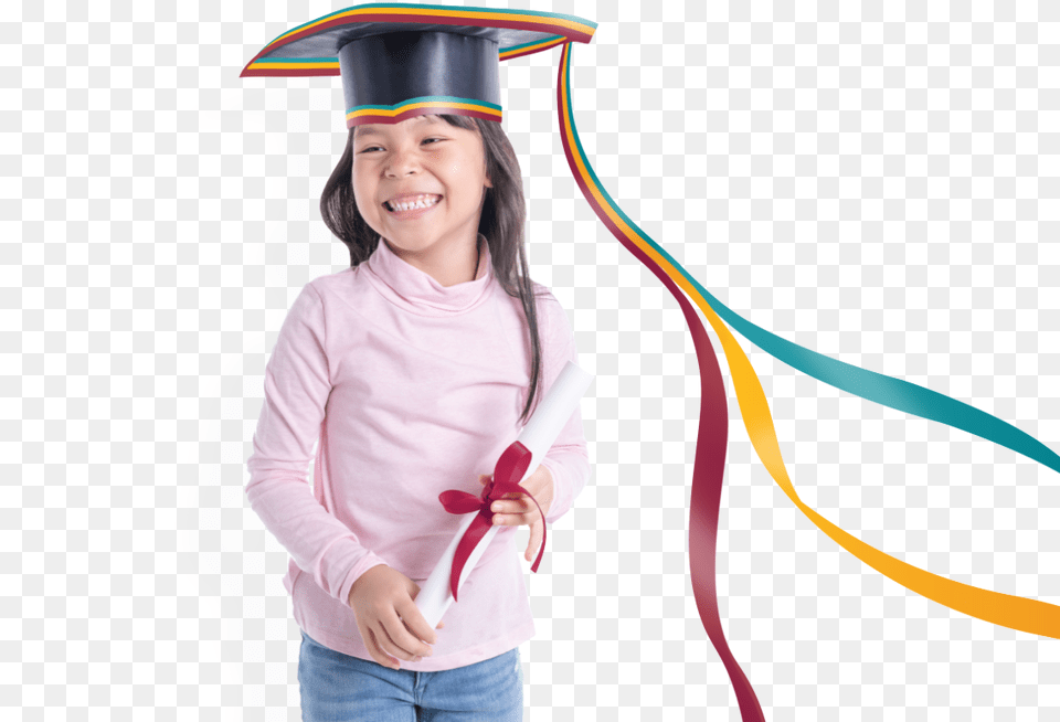 A Young Girl With A Graduation Hat Holding A Certificate, Person, People, Child, Female Free Png
