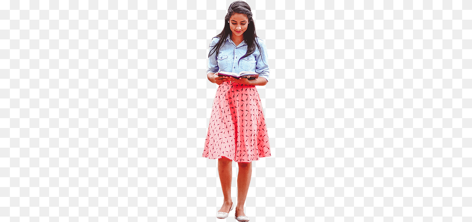 A Young Woman Walking Toward The Camera With Her Book People Walking Towards Camera, Clothing, Skirt, Female, Girl Free Png