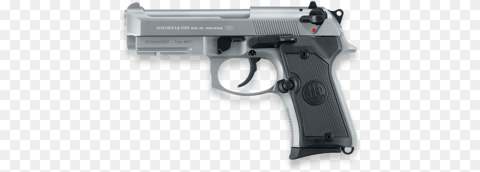A1 Pistol Compact With Rail Stainless Steel Facing Beretta Compact, Firearm, Gun, Handgun, Weapon Png