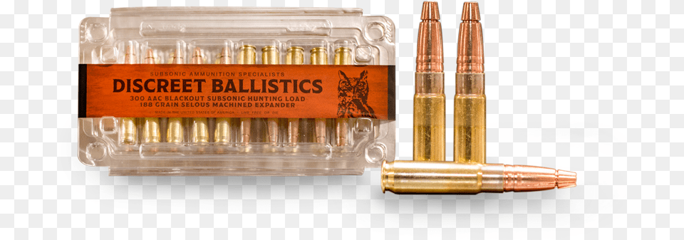 Aac Blackout 188gr Subsonic Load Hunting Self 300 Aac Blackout Ballistics, Ammunition, Weapon, Bullet, Animal Free Png Download