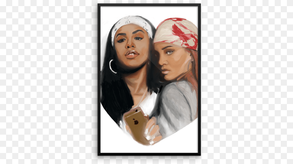 Aaliyah Rihanna Framed Art Aaliyah Rihanna Art, Adult, Phone, Person, Woman Free Png Download