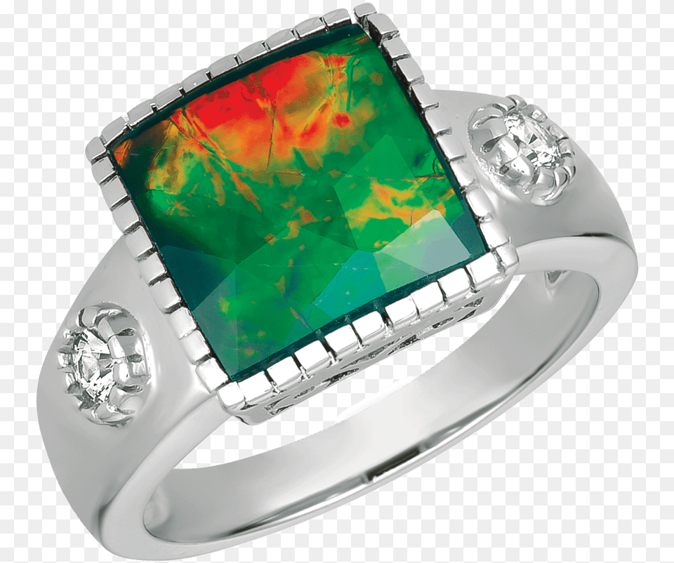 Aalyiah Sterling Silver Sapphire Ring By Korite Ammolite Engagement Ring, Accessories, Gemstone, Jewelry, Ornament Png Image