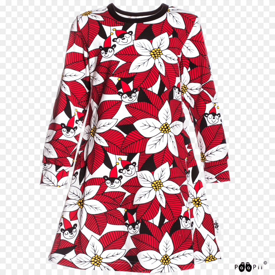 Aamu Dress Poinsettia Rose, Art, Pattern, Long Sleeve, Graphics Png