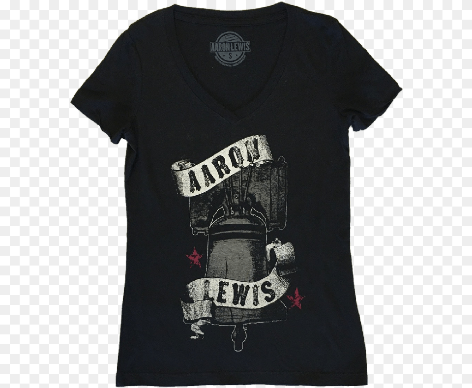 Aaron Lewis Ladies Black V Neck Liberty Bell Tee Active Shirt, Clothing, T-shirt Free Png Download