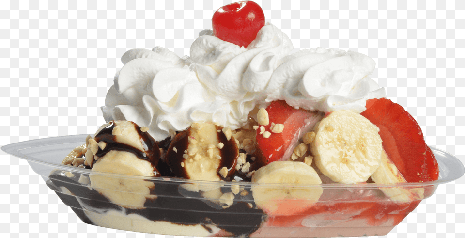 Abbotts Banana Split Vanilla Ice Cream, Dessert, Food, Ice Cream, Sundae Free Transparent Png