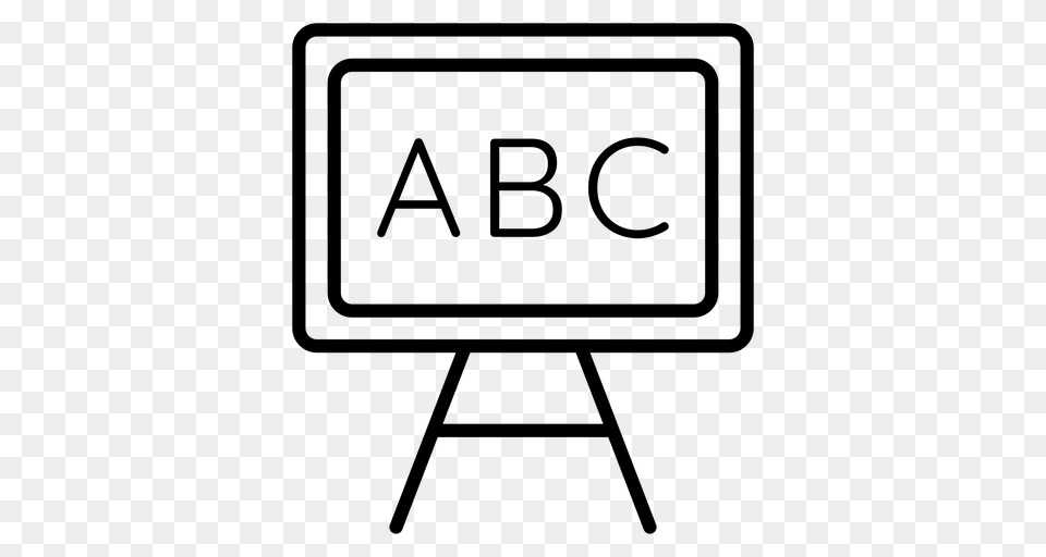 Abc Chalkboard Stroke Icon, Gray Free Png