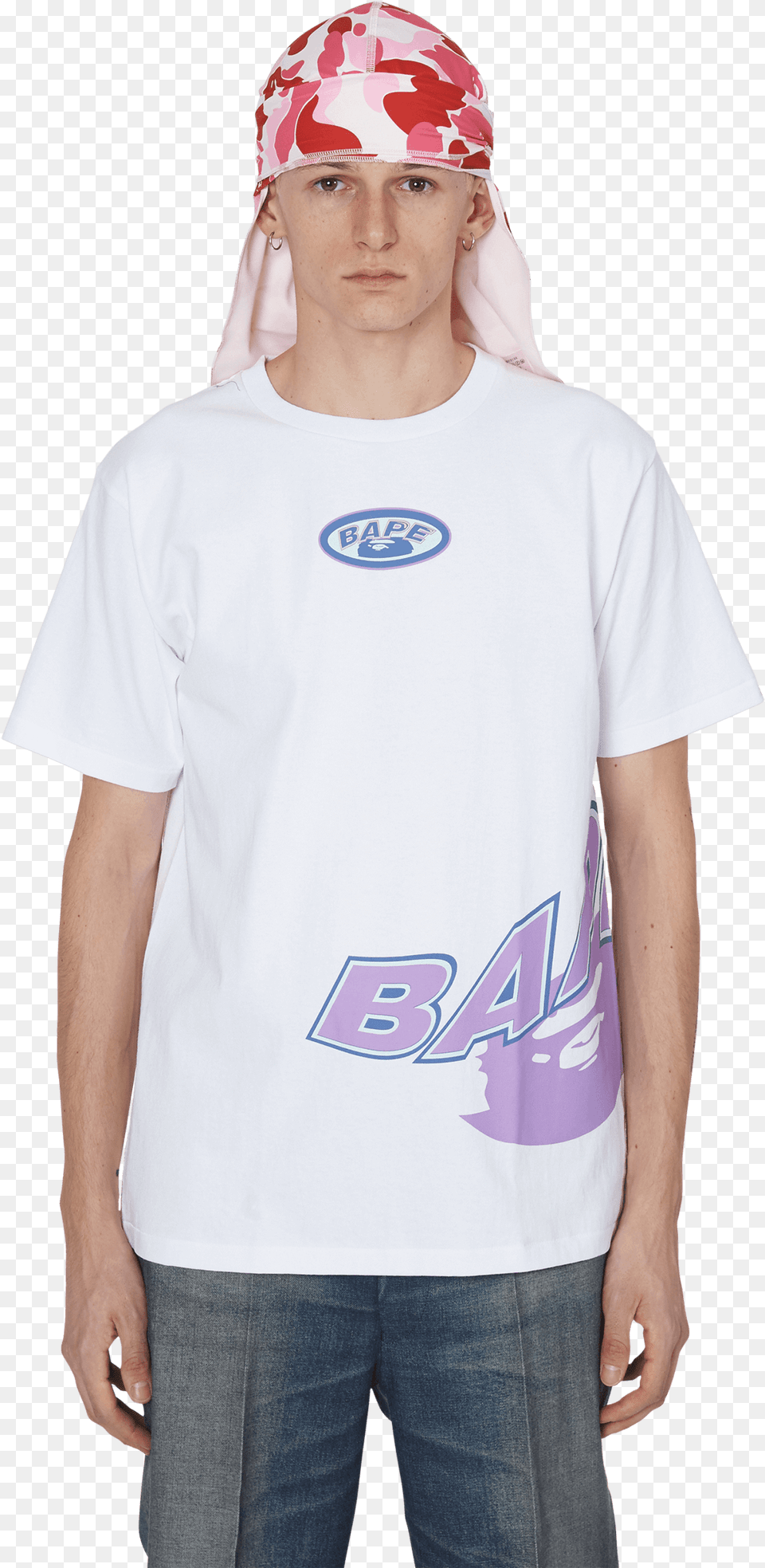 Abc Durag Short Sleeve, T-shirt, Clothing, Person, Man Png Image