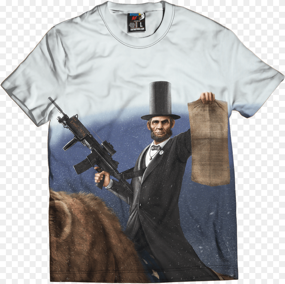 Abe Lincoln, Weapon, Clothing, T-shirt, Firearm Free Png Download