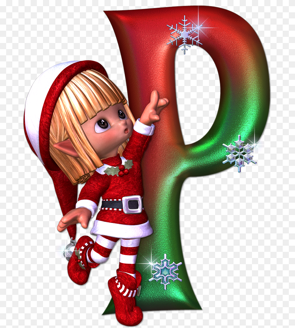 Abecedarios Y Gifs De Christmas Elf Clipart Letter, Doll, Toy, Face, Head Free Png