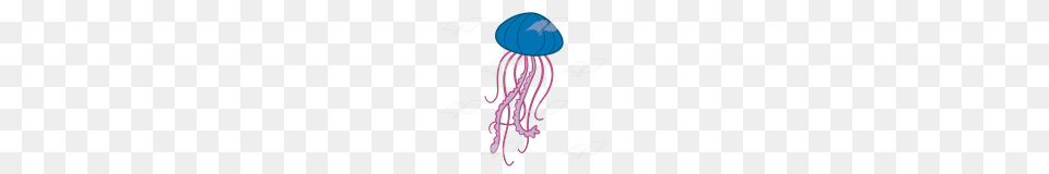 Abeka Clip Art Blue Jellyfish With Pink Tentacles, Animal, Sea Life, Invertebrate, Dynamite Png Image