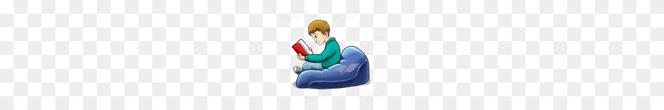 Abeka Clip Art Boy In Beanbag Chair Reading Red Book, Person, Sitting, Publication, Baby Free Transparent Png