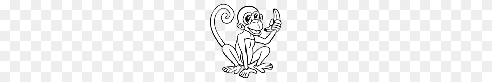 Abeka Clip Art Brown Monkey Eating A Banana, Animal, Kangaroo, Mammal Free Png