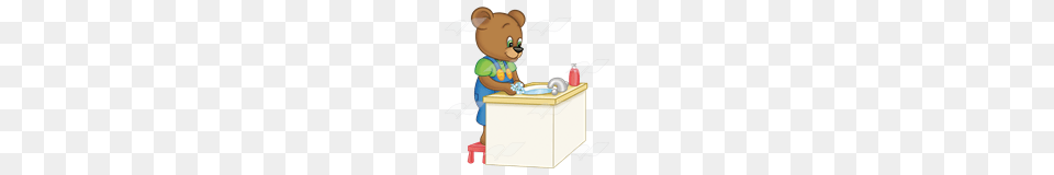 Abeka Clip Art Button Bear Washing Hands Free Png