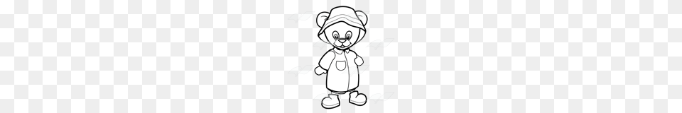 Abeka Clip Art Button Bear Wearing A Raincoat Hat Boots, Baby, Person, Face, Head Png