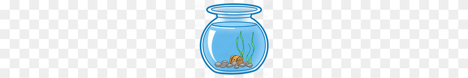 Abeka Clip Art Fishbowl With Rocks Plants And Treasure Chest, Animal, Aquarium, Fish, Jar Free Png