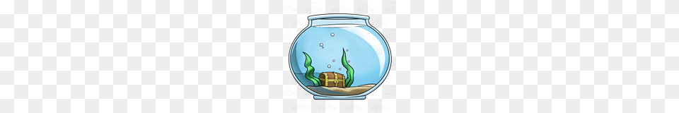 Abeka Clip Art Fishbowl With Treasure Chest, Jar, Pottery, Animal, Aquarium Free Transparent Png
