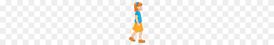 Abeka Clip Art Girl Walking With Blue Headband, Child, Female, Person, Cleaning Png Image