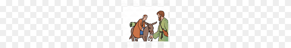 Abeka Clip Art Good Samaritan Helping The Hurt Man, Person, Animal, Donkey, Kangaroo Free Png Download