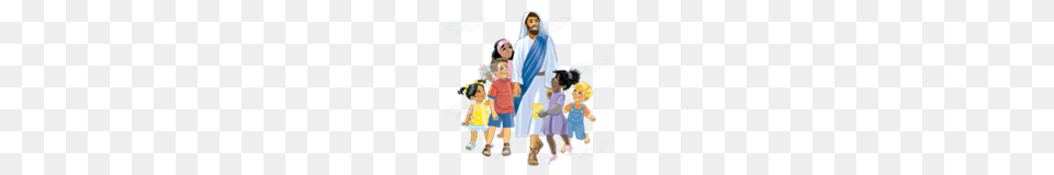 Abeka Clip Art Jesus And Children Holding Hands, People, Person, Adult, Female Free Transparent Png