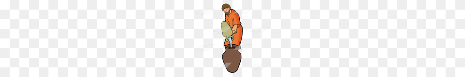 Abeka Clip Art Man Pouring Water Into Larger Pot, Cleaning, Person, Adult, Male Free Transparent Png
