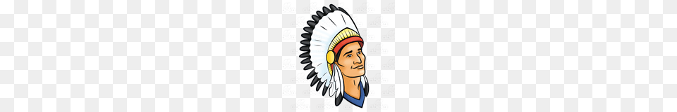 Abeka Clip Art Man Wearing An Indian Headdress, Face, Head, Person Png