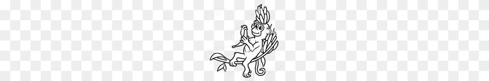 Abeka Clip Art Monkey Eating Banana On A Vine, Accessories Free Png