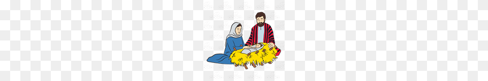 Abeka Clip Art Nativity Mary Joseph And Baby Jesus, Painting, Adult, Person, Man Png
