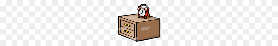 Abeka Clip Art Nightstand With Red Alarm Clock, Drawer, Furniture, Mailbox, Box Png