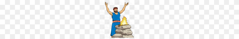 Abeka Clip Art Noah Offering A Sacrifice, Fire, Flame, Person Png