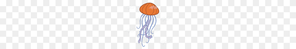 Abeka Clip Art Orange Jellyfish With Purple Tentacles, Animal, Sea Life, Invertebrate Free Png Download