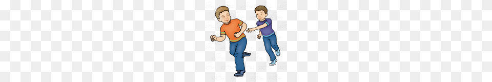 Abeka Clip Art Playing Tag Boy Chasing Boy, Pants, Clothing, Person, Baby Free Png