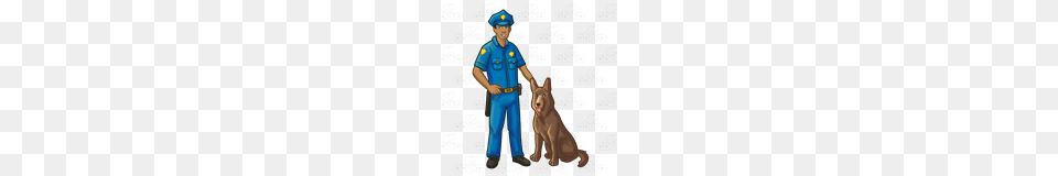 Abeka Clip Art Police Officer And Dog, Person, Animal, Canine, Mammal Png Image