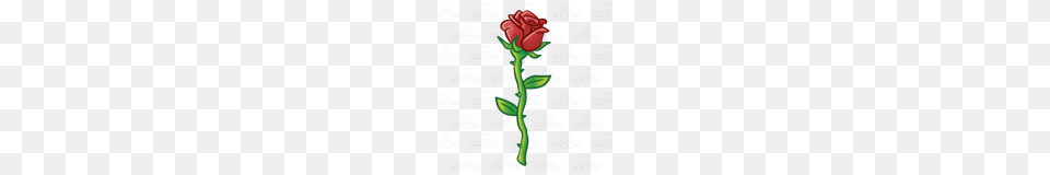 Abeka Clip Art Red Rose With Long Stem And Thorns, Flower, Plant, Pattern, Blackboard Free Transparent Png