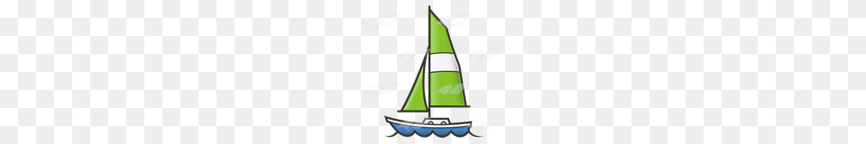 Abeka Clip Art Sailboat With Green Sail, Boat, Transportation, Vehicle, Yacht Png