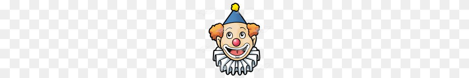 Abeka Clip Art Smiling Clown Face With A Blue Hat And White Ruffle, Performer, Person, Baby, Head Free Transparent Png