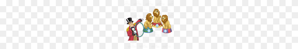Abeka Clip Art Three Circus Lions With A Ringmaster Holding A Ring Free Transparent Png