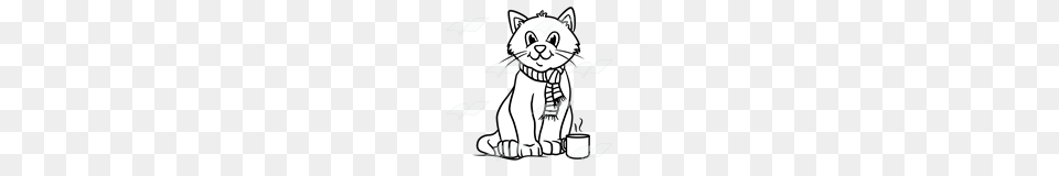 Abeka Clip Art Winter Cat With A Scarf And A Mug, Animal, Kangaroo, Mammal Png Image