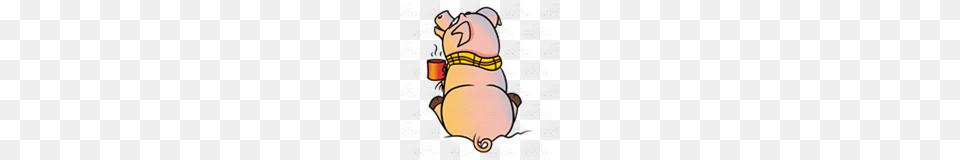 Abeka Clip Art Winter Pig With A Scarf And A Mug, Animal, Mammal, Nature, Outdoors Png Image
