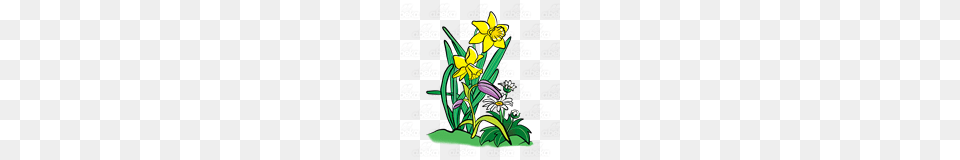 Abeka Clip Art Yellow Daffodils With Wildflowers, Daffodil, Flower, Plant Free Png