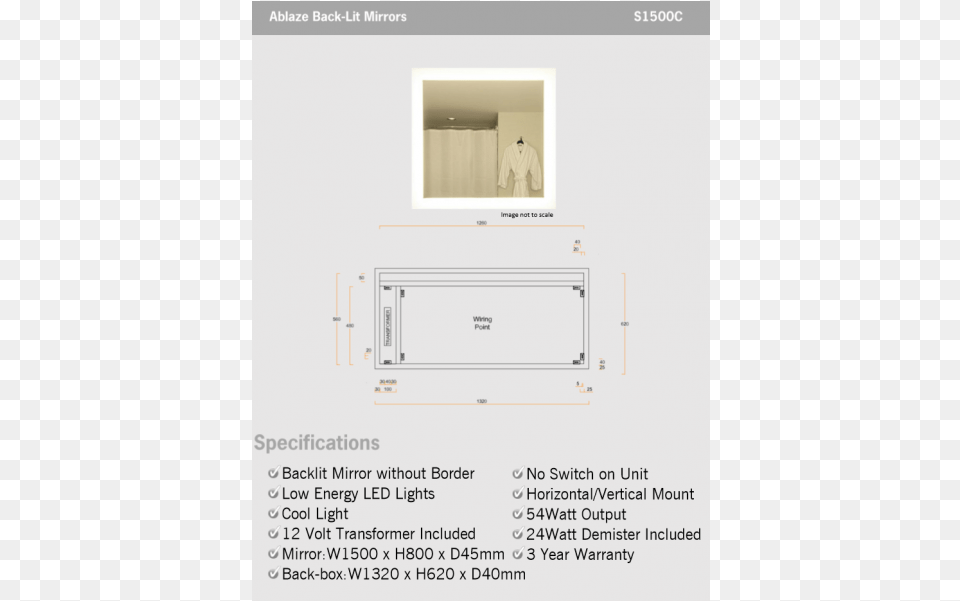 Ablaze Backlit Mirrors S Range S1500c W1500 X H800 Cabinetry, Page, Text, Cabinet, Furniture Png Image