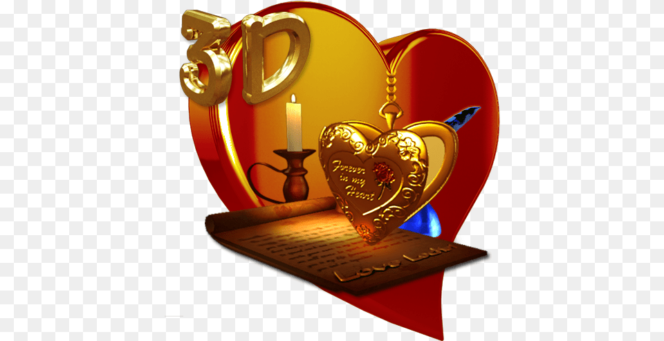 About 3d Love Locket Live Wallpaper Google Play Version D Love Wallpaper Gold, Candle, Heart Free Png Download