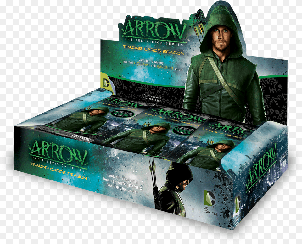 About Arrow Trading Cards Arrow Season One Trading Card Box, Clothing, Coat, Adult, Person Free Png