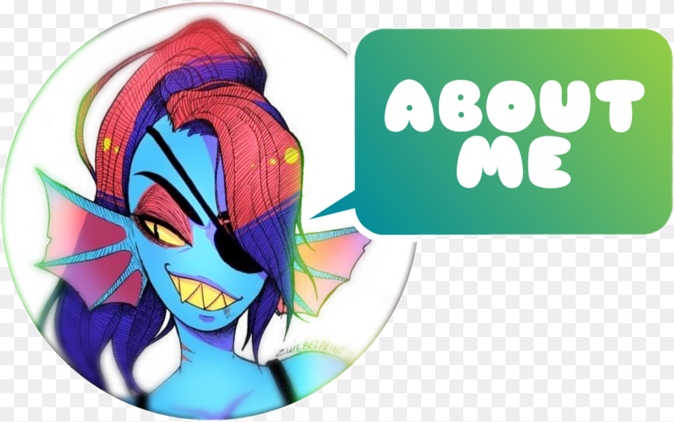 About Me Sticker Featuring Undyne Undertale Profil Video Game, Book, Comics, Publication, Person Free Png