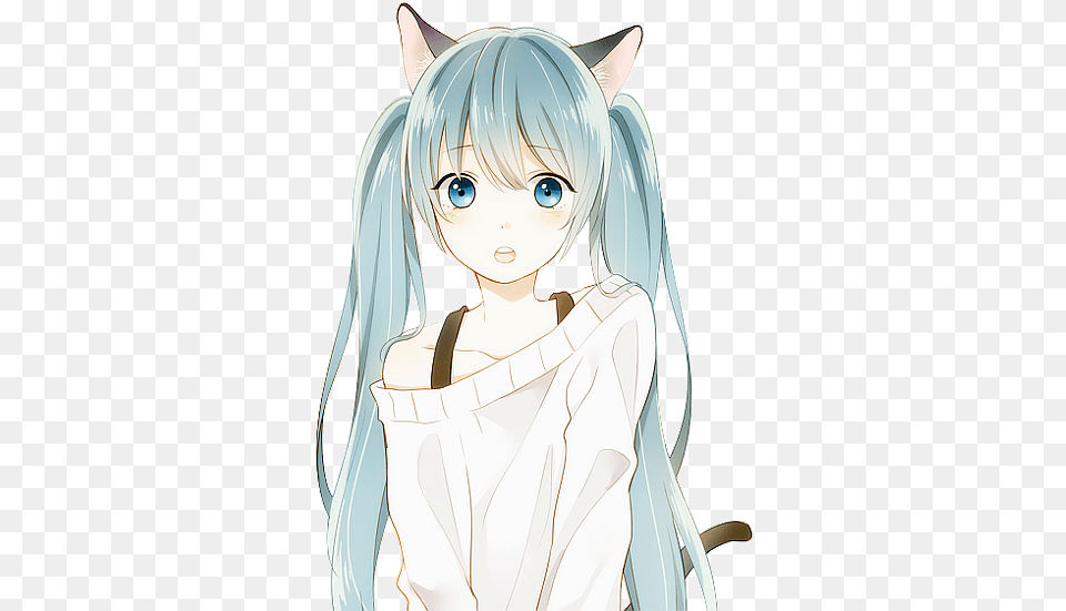 About Miku Hatsune On We Heart It Anime Girl With Ear Cat Cute, Book, Comics, Publication, Baby Png